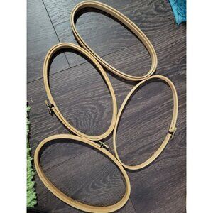 Lot 4 Vintage Wooden Oval Embroidery Cross Stitch Hoops  Screw and Tension 9inch